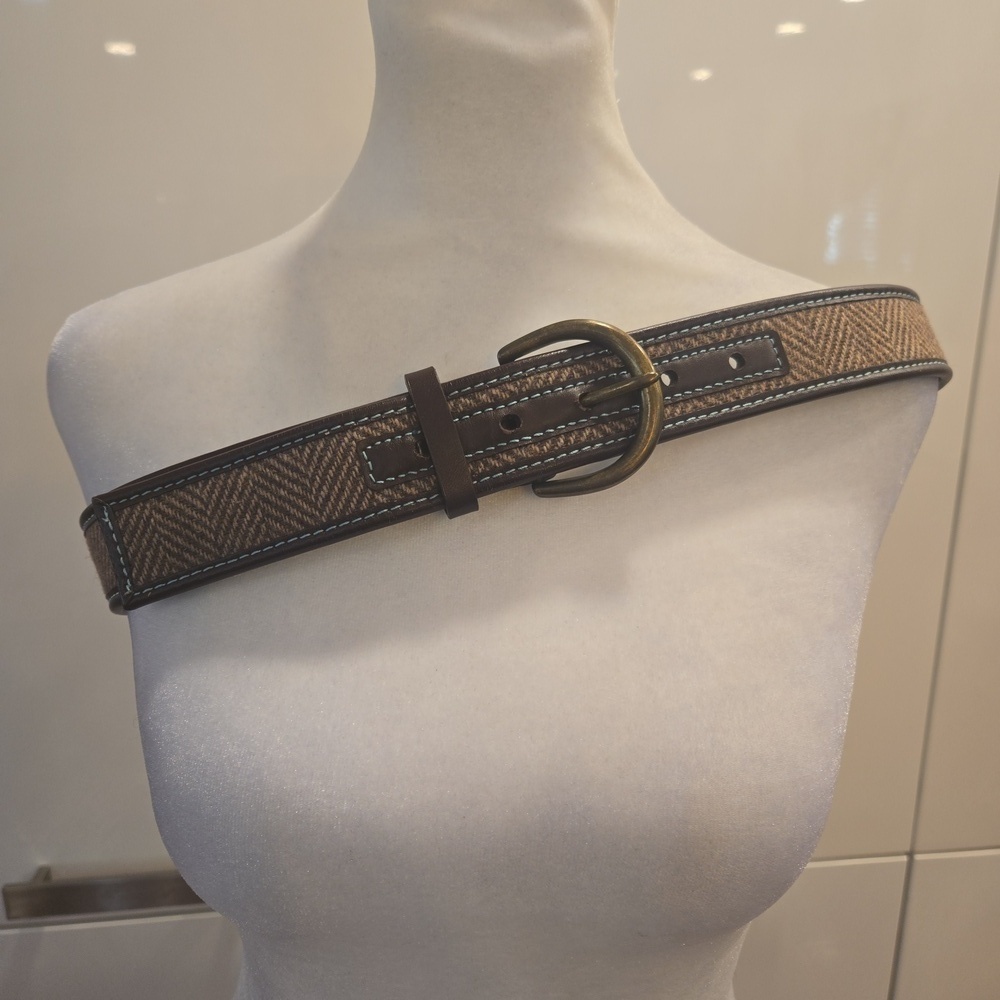 Gap Wool Leather Herringbone Brown Womens Belt